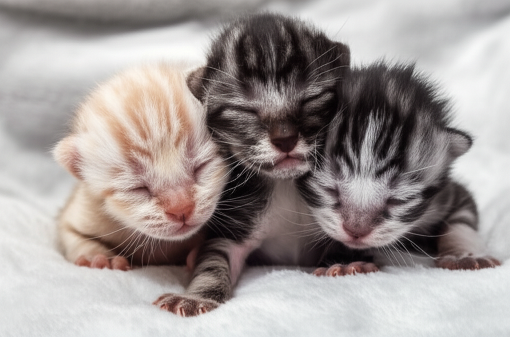 Gatitos recién nacidos vocalizando: comunicación maternal felina, maullidos de necesidad y desarrollo vocal temprano