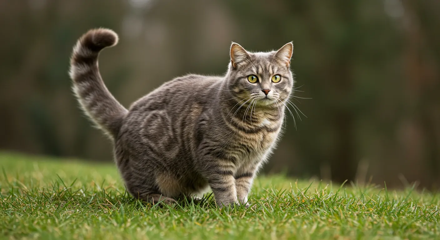 Gato Manx, sin cola, robusto y ágil, originario de la Isla de Man